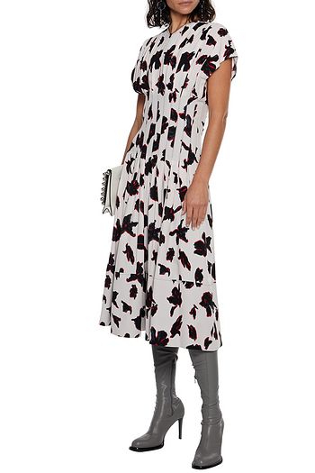 PROENZA SCHOULER Pintucked printed crepe midi dress