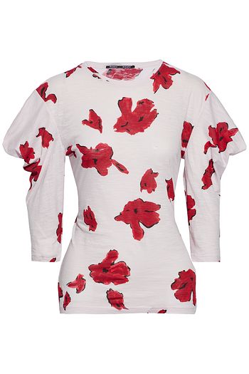PROENZA SCHOULER Gathered printed slub cotton-jersey top