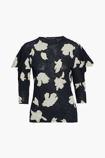 PROENZA SCHOULER Gathered printed slub cotton-jersey top