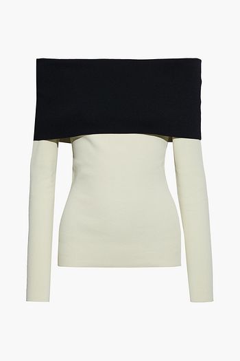 PROENZA SCHOULER Off-the-shoulder two-tone stretch-knit top