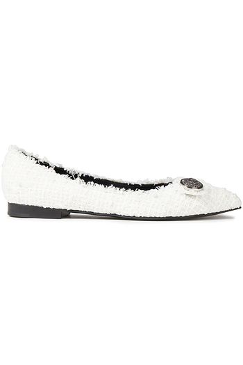 BALMAIN Frayed tweed point-toe flats