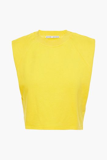 ALICE + OLIVIA Cropped French cotton-terry top