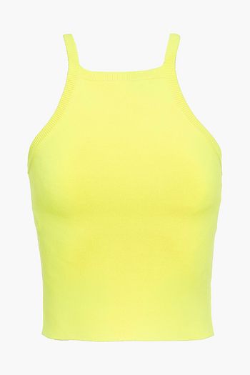 ALICE + OLIVIA Cropped neon stretch-ponte top