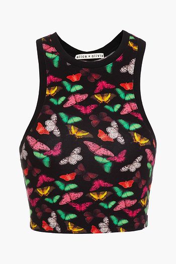ALICE + OLIVIA Cropped printed jersey tank