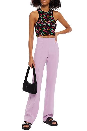 ALICE + OLIVIA Cropped printed jersey tank