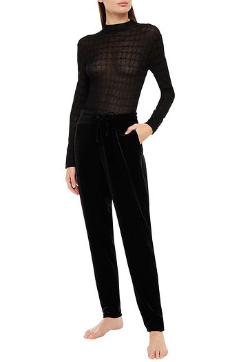 COMMANDO Stretch-velvet tapered pants