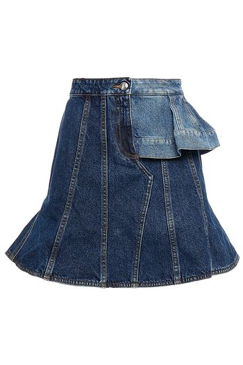 ALEXANDER MCQUEEN Ruffle-trimmed denim mini skirt