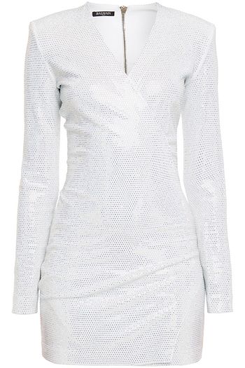 BALMAIN Verziertes Minikleid aus Jersey mit Wickeleffekt