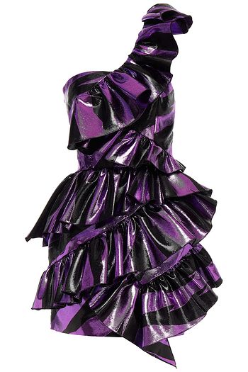 ALEXANDRE VAUTHIER One-shoulder ruffled lamé mini dress