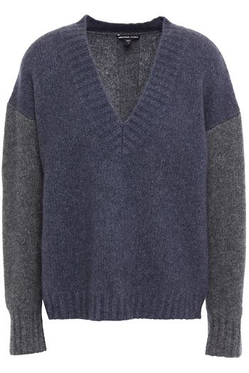 JAMES PERSE Two-tone cashmere and silk-blend sweater