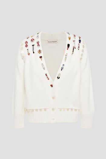 ALEXANDER MCQUEEN Wandelbarer Cardigan aus Wolle mit Kristallverzierung