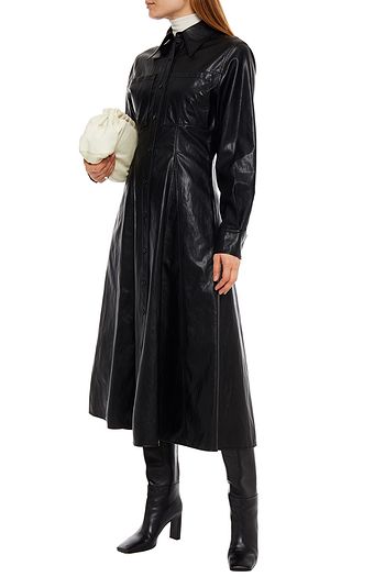 LVIR Faux leather midi shirt dress