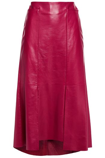 ALEXANDER MCQUEEN Pleated leather midi skirt