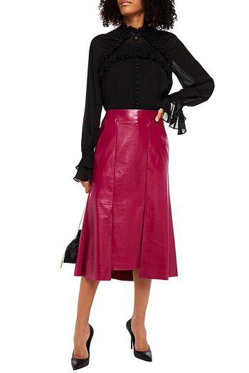 ALEXANDER MCQUEEN Pleated leather midi skirt
