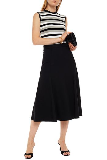OSCAR DE LA RENTA Striped silk and cotton-blend tank