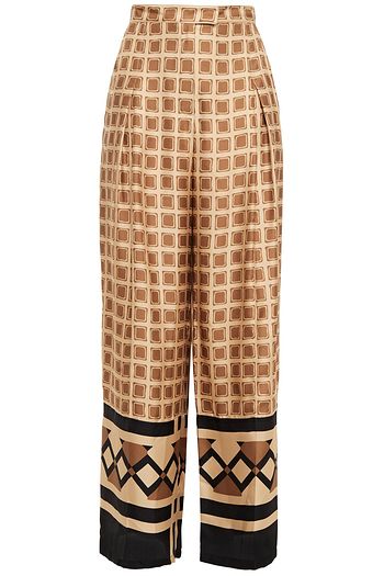 VALENTINO Printed silk-twill wide-leg pants