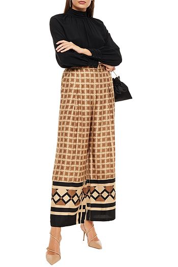 VALENTINO Printed silk-twill wide-leg pants