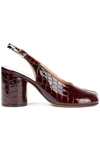 MAISON MARGIELA Split-toe glossed croc-effect leather slingback pumps