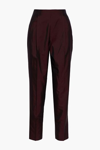 ETRO Pleated cotton and silk-blend shantung tapered pants