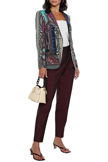 ETRO Pleated cotton and silk-blend shantung tapered pants