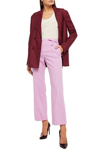 VALENTINO Bow-embellished wool straight-leg pants