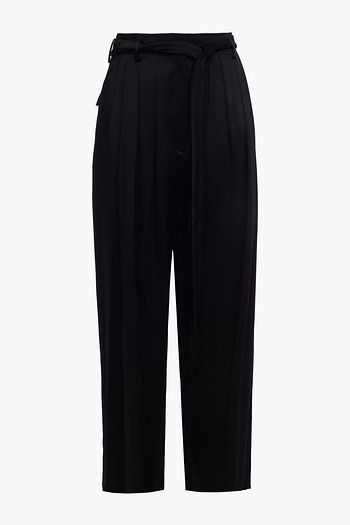VALENTINO Cropped Hose mit weitem Bein aus glänzendem Crêpe mit Falten und Gürtel