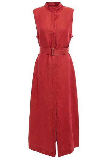 BONDI BORN Belted linen-twill midi dress