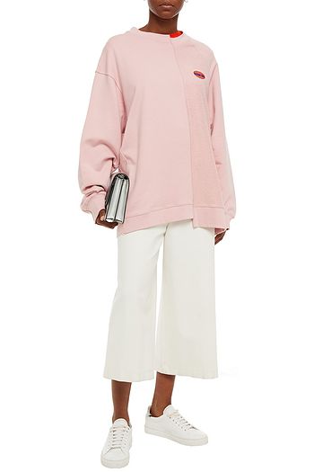 ÊTRE CÉCILE Frenchie paneled appliquéd French cotton-terry sweatshirt