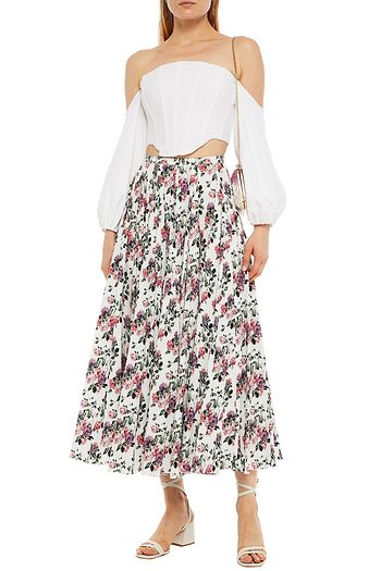 EMILIA WICKSTEAD Rhea shirred floral-print stretch-cotton maxi skirt