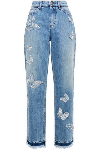 VALENTINO Hoch sitzende Jeans mit geradem Bein und Stickereien