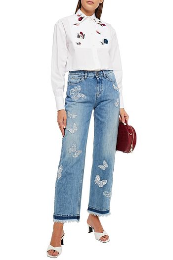 VALENTINO Hoch sitzende Jeans mit geradem Bein und Stickereien