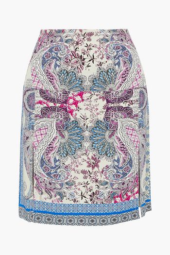 ETRO Split-front printed crepe mini skirt