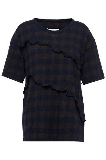 MAISON MARGIELA Ruffled gingham jersey top