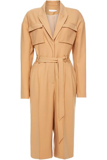 JONATHAN SIMKHAI Cropped belted twill jumpsuit