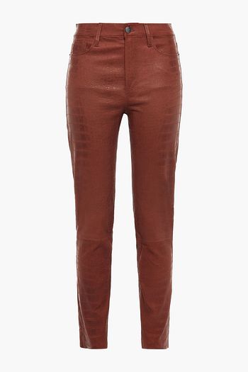 FRAME Le Sylvie croc-effect leather slim-leg pants