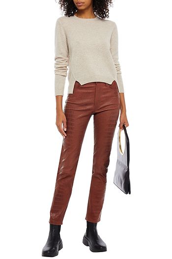 FRAME Le Sylvie croc-effect leather slim-leg pants