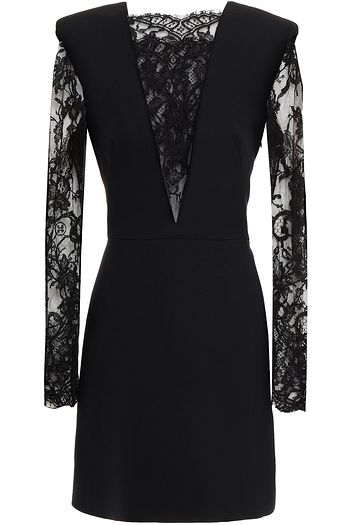 ALEXANDER MCQUEEN Lace-paneled crepe mini dress