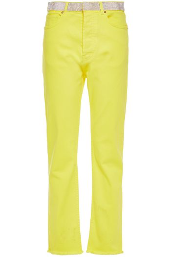 ALEXANDRE VAUTHIER Crystal-embellished frayed high-rise straight-leg jeans