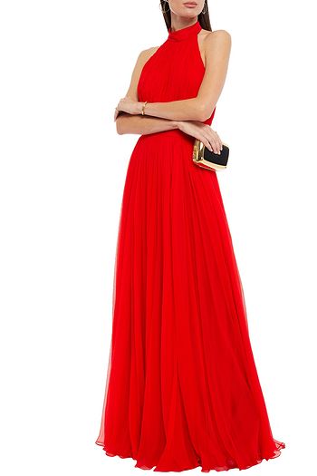 ALEXANDER MCQUEEN Plissé silk-chiffon gown
