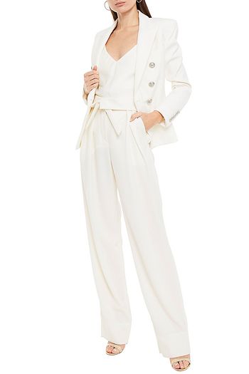 BALMAIN Pleated wool tapered pants