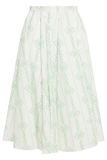 EMILIA WICKSTEAD Gathered printed cotton-poplin midi skirt