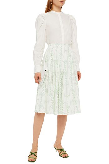 EMILIA WICKSTEAD Gathered printed cotton-poplin midi skirt