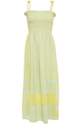 CECILIE COPENHAGEN Shirred cotton-jacquard midi dress
