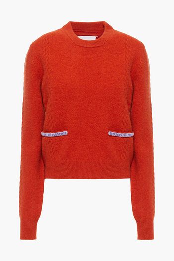 MAISON MARGIELA Velvet-trimmed cable-knit wool sweater