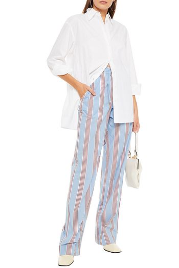 MAISON MARGIELA Striped cotton-poplin straight-leg pants