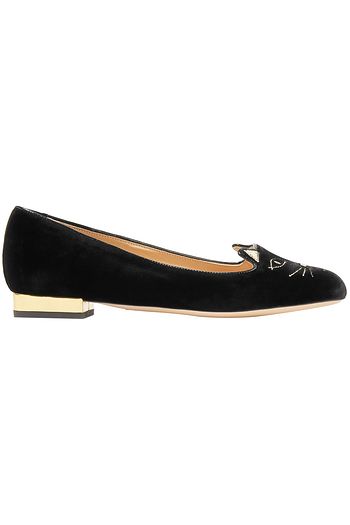 CHARLOTTE OLYMPIA Embroidered velvet slippers
