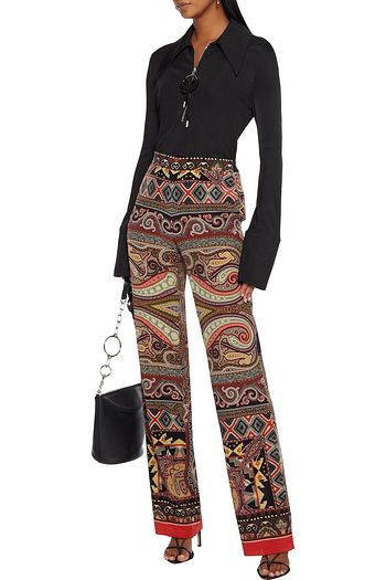 ETRO Printed silk crepe de chine straight-leg pants