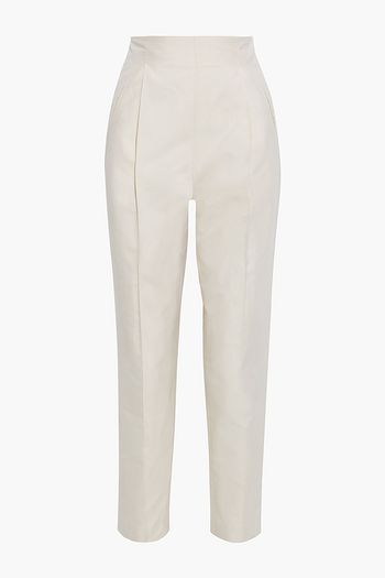 ETRO Pleated cotton and silk-blend shantung tapered pants