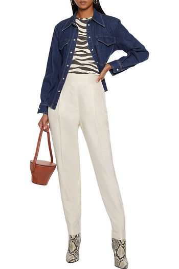 ETRO Pleated cotton and silk-blend shantung tapered pants