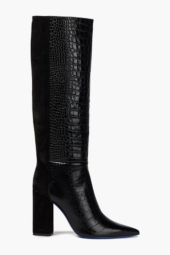 KOCHÉ X EMILIO PUCCI Suede and croc-effect leather knee boots